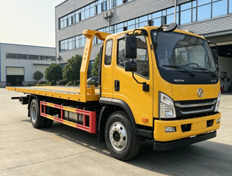 FAW King Cab 4700 Wheelbase Yellow-Plate One-Tow-Two Flatbed Wrecker Truck, 6-Ton Heavy-Duty Road Rescue Tow Vehicle